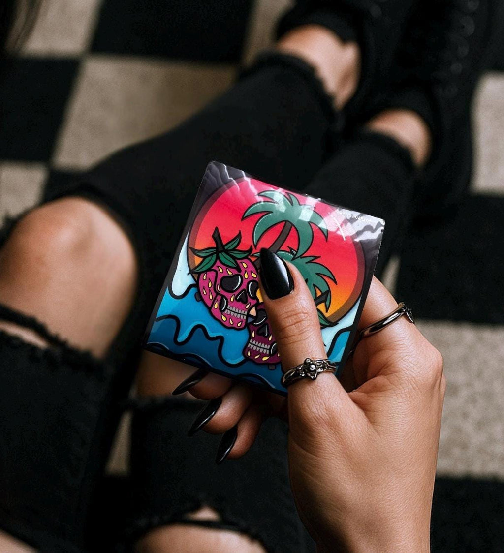 Florida Strawberry Skulls, Waterproof Die Cut Sticker, Choose Between Glossy or Holographic, Perfect to Add Fun to any Surface