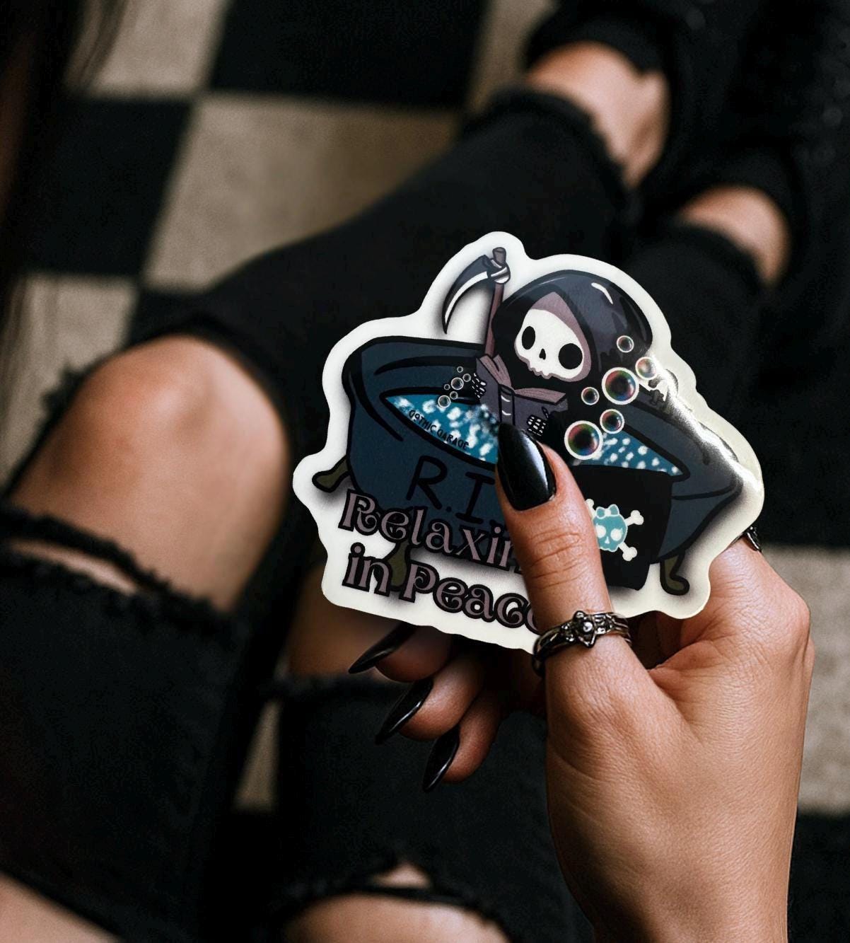 RIP Grim Reaper, Waterproof Die Cut Sticker, Choose Between Glossy or Holographic, Perfect to Add Scariness to any Surface