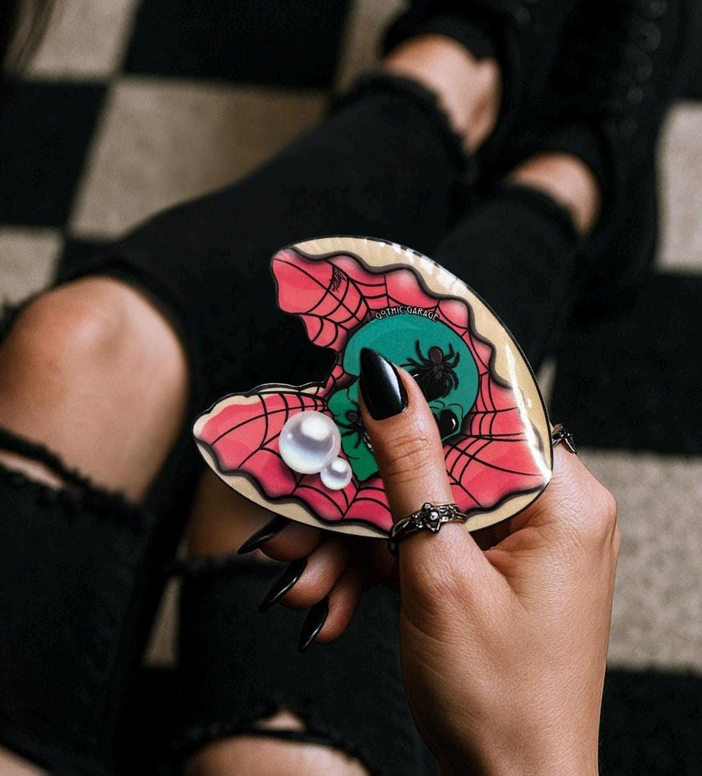 Spider Skull Clamshell Die Cut Waterproof Sticker—A Wicked Twist for Your Ocean Treasure Collections