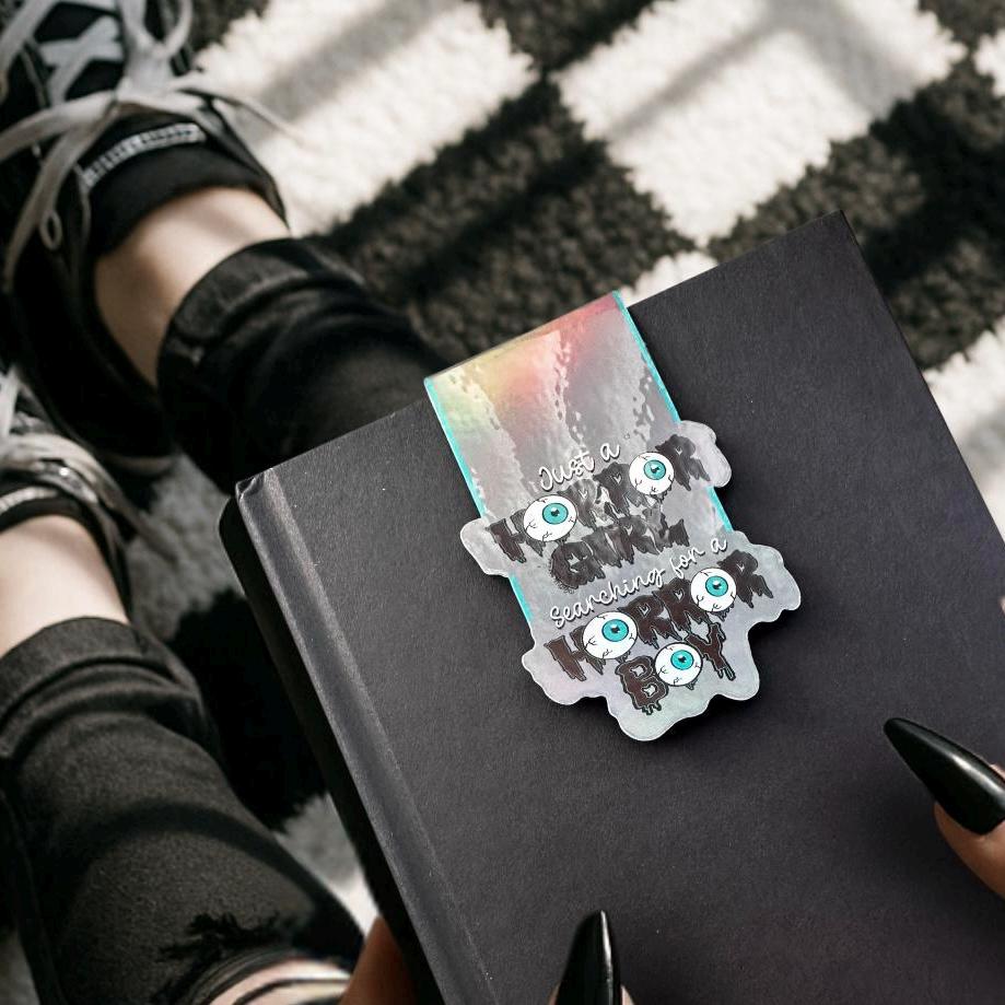 Just a Horror Girl – Magnetic Bookmark with Eyeball Art, Glossy or Holographic Finish