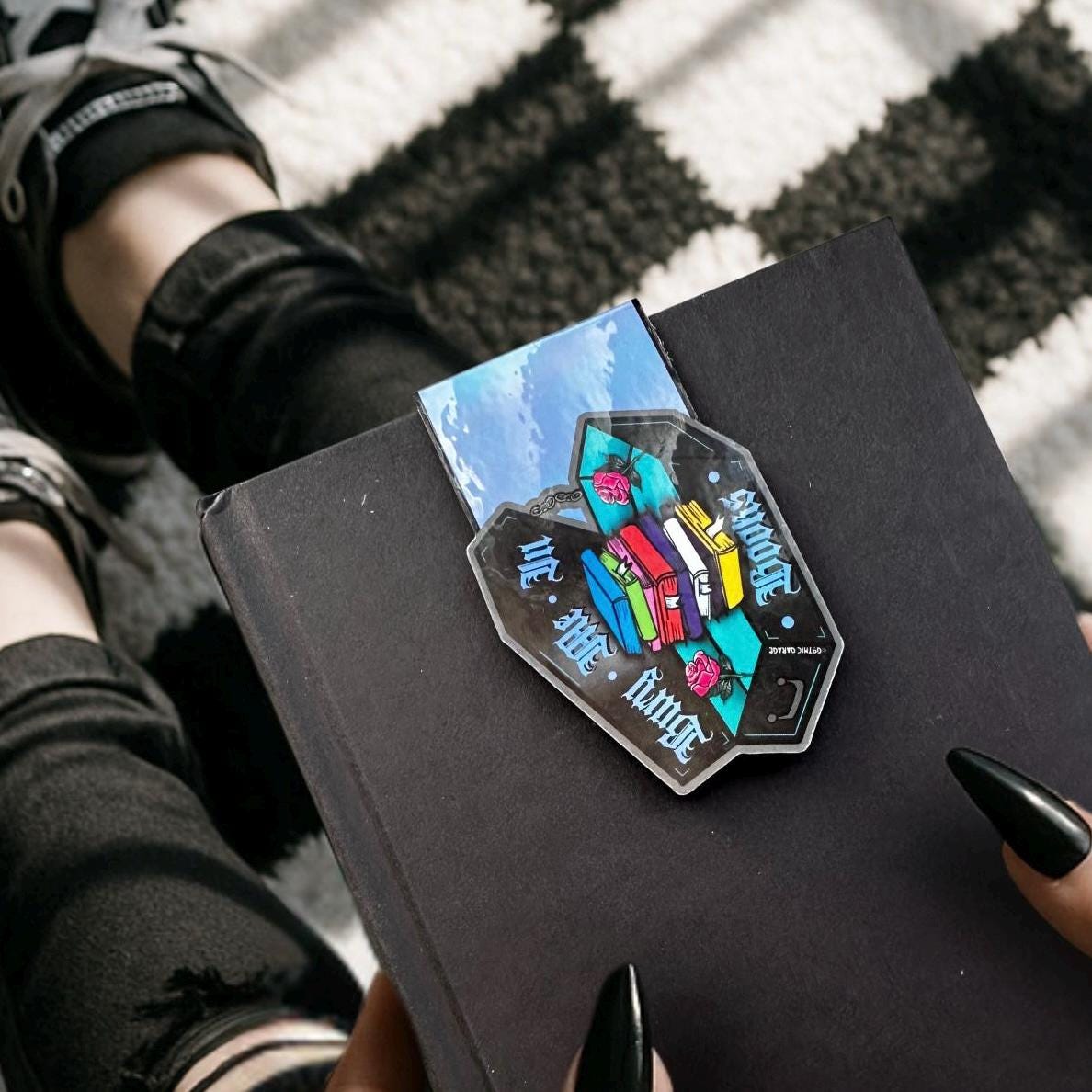 Bury Me in Books – Coffin Magnetic Bookmark for Goth Book Lovers (Glossy or Holographic)