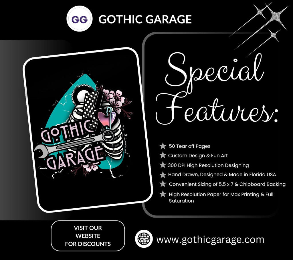 Gothic Study Tracker Notepad – Cute Pastel Skull Planner for Students & Procrastinators