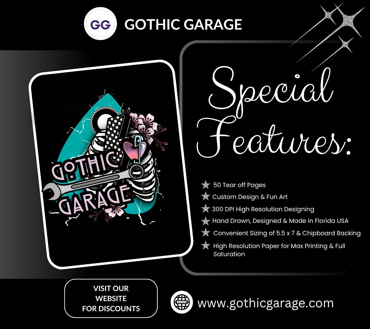 Gothic Study Tracker Notepad – Cute Pastel Skull Planner for Students & Procrastinators