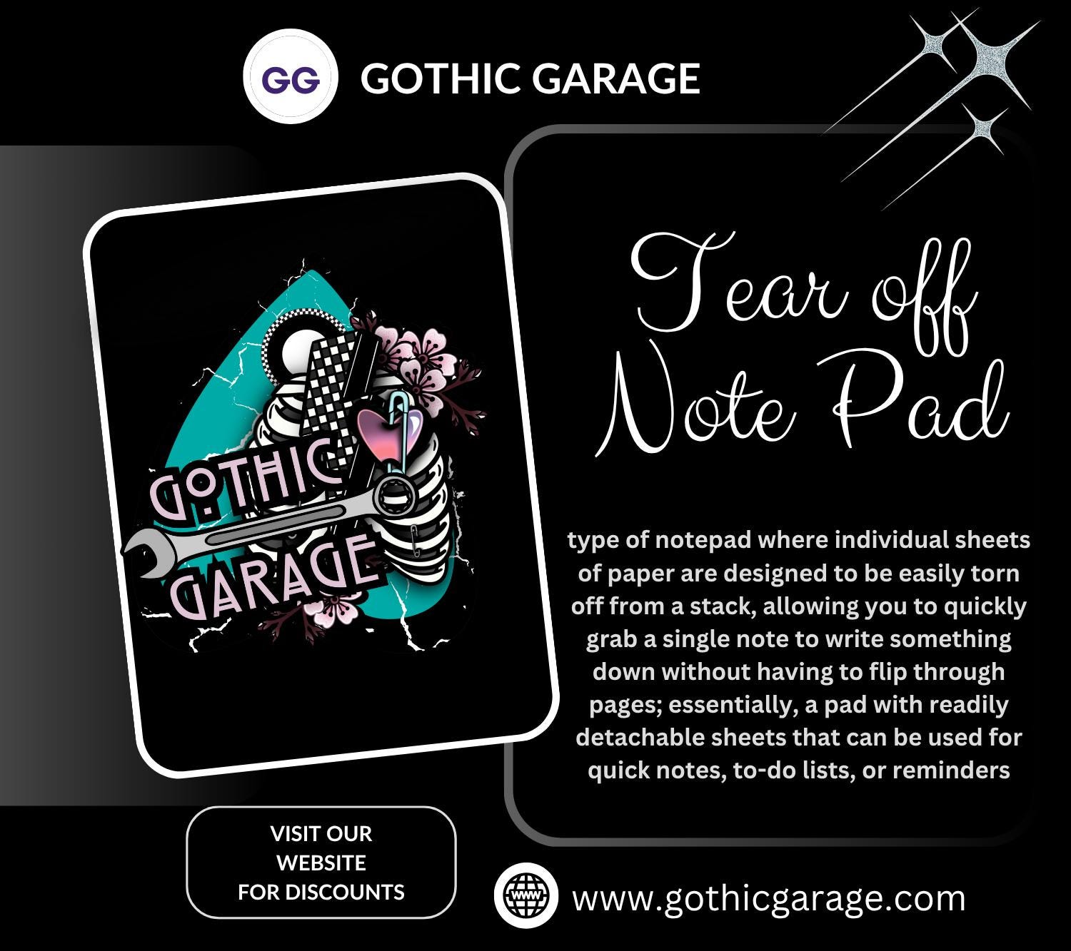 Gothic Study Tracker Notepad – Cute Pastel Skull Planner for Students & Procrastinators