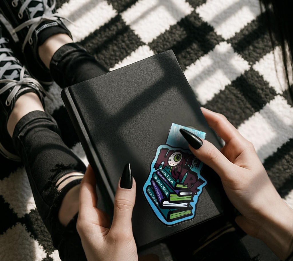 Horror Girl Magnetic Bookmark – Holographic Goth Bookmark Featuring Classic Horror Authors