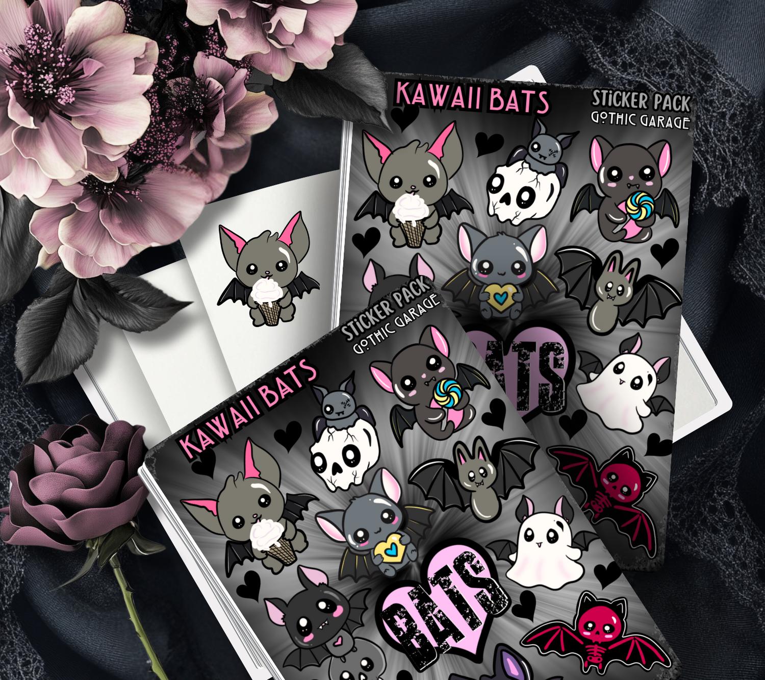 Kawaii Bats Sticker Sheet – Cute Gothic Bat Stickers