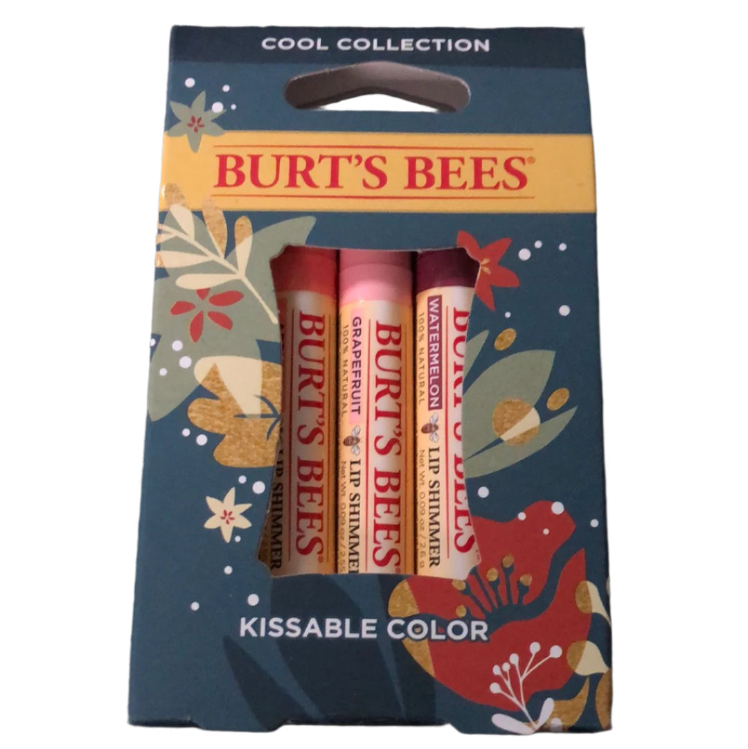 BURT'S BEES HOLIDAY KISSABLE COLOR COOL COLLECTION GIFT SET (3 LIP SHIMMERS)