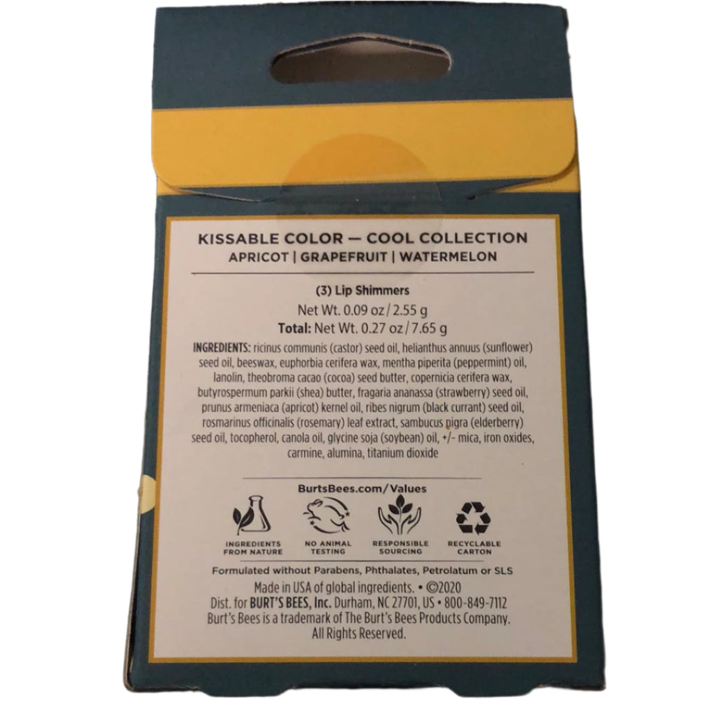 BURT'S BEES HOLIDAY KISSABLE COLOR COOL COLLECTION GIFT SET (3 LIP SHIMMERS)
