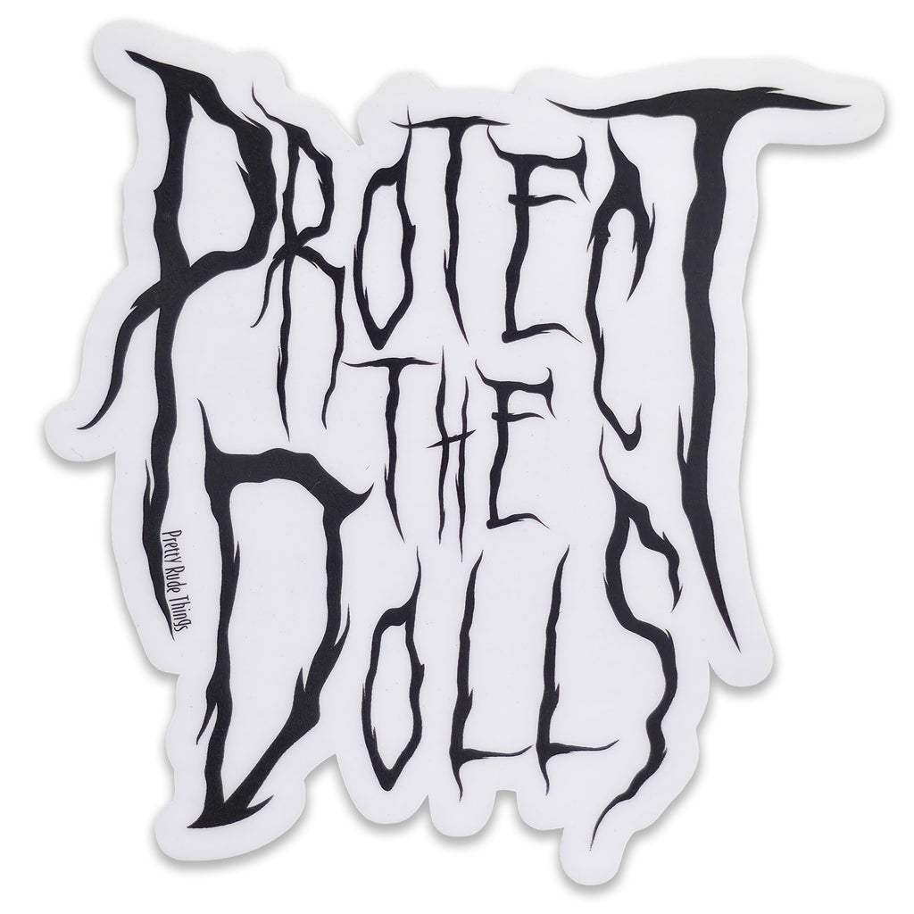 Protect The Dolls Metal Font Sticker, 3.1 x 3.2 in.