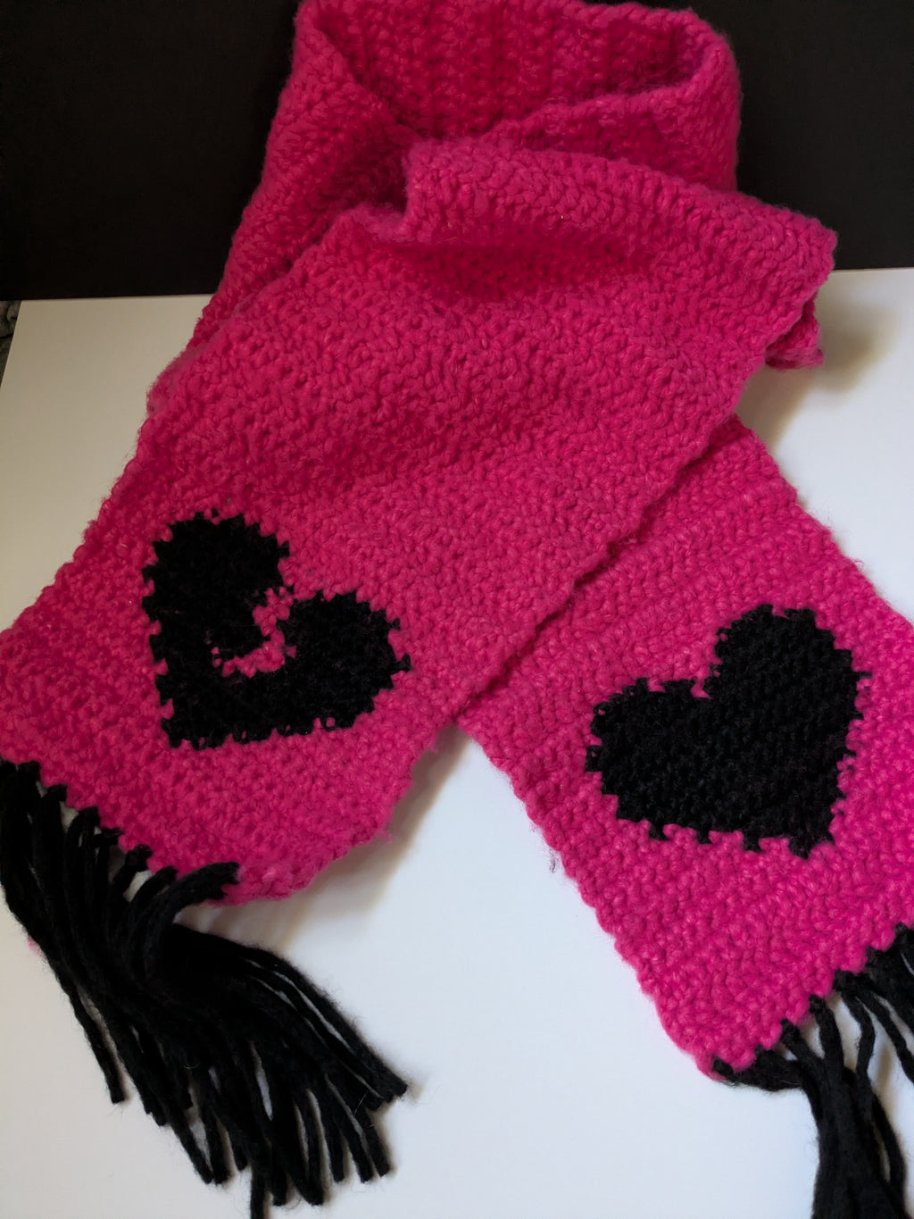 Hot Pink Black Hearts Scarf