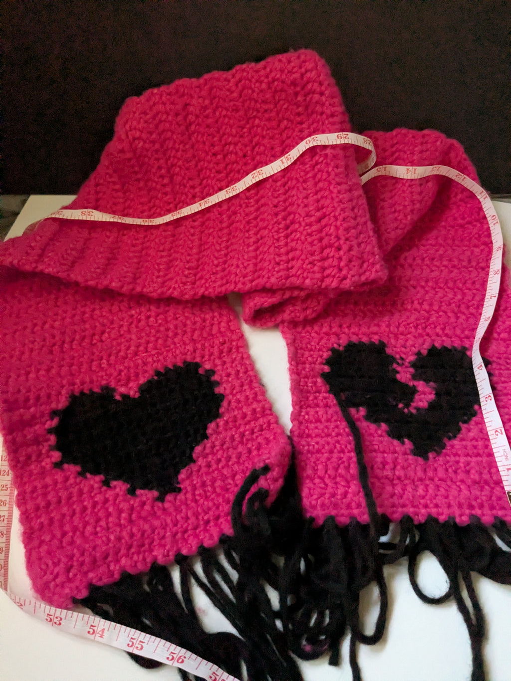 Hot Pink Black Hearts Scarf