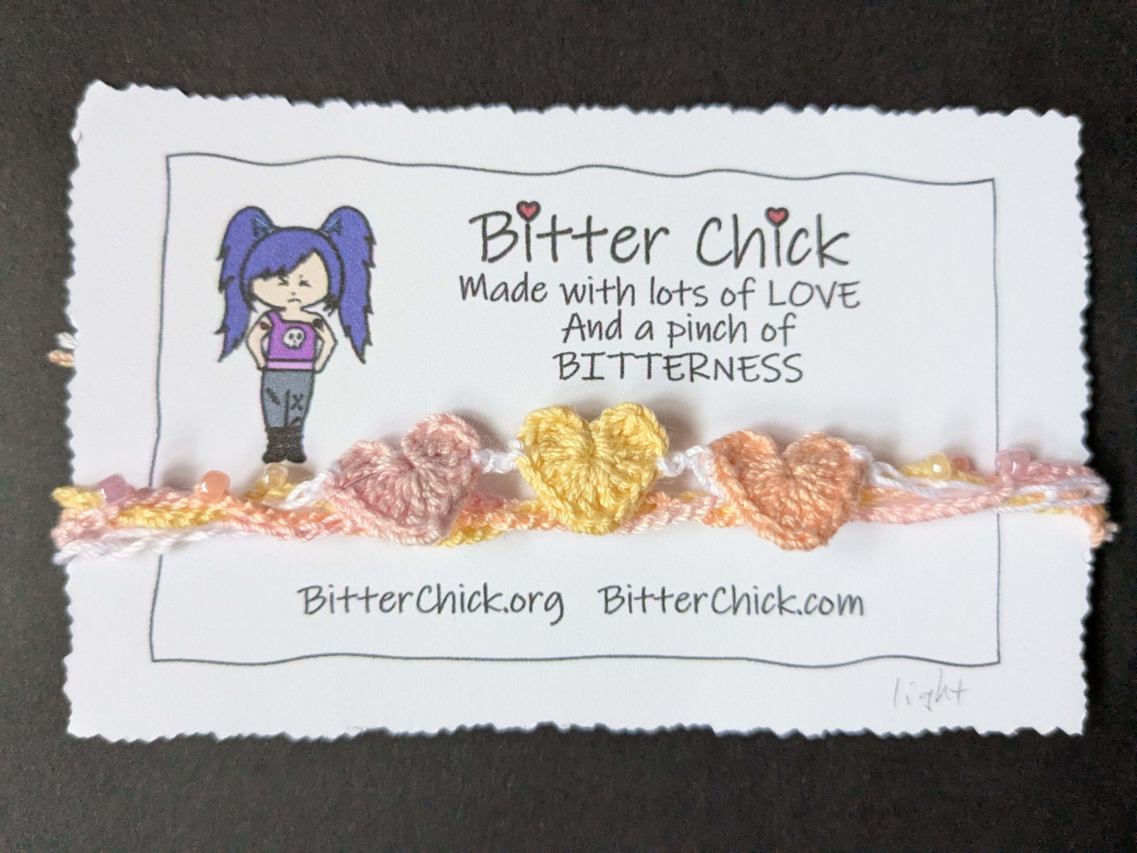 Sweet Hearts Bracelet - Crocheted (light)