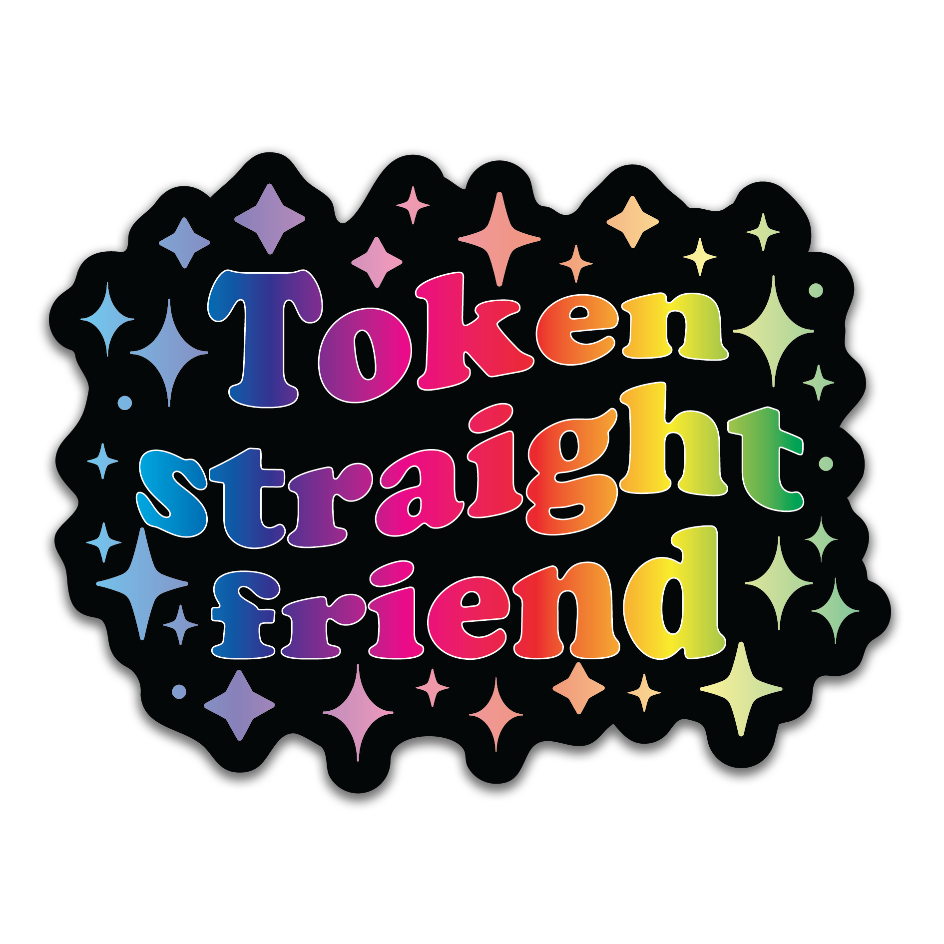 Token Straight Friend Holographic Sticker, 3.1 x 2.4 in.